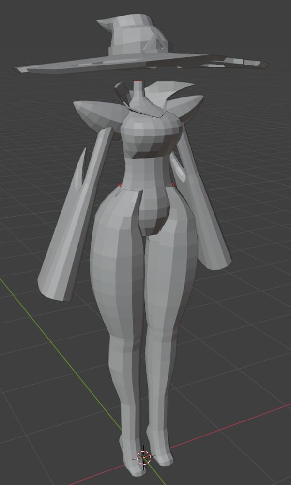Screenshot of an incomplete untextured 3D model of Lucy.