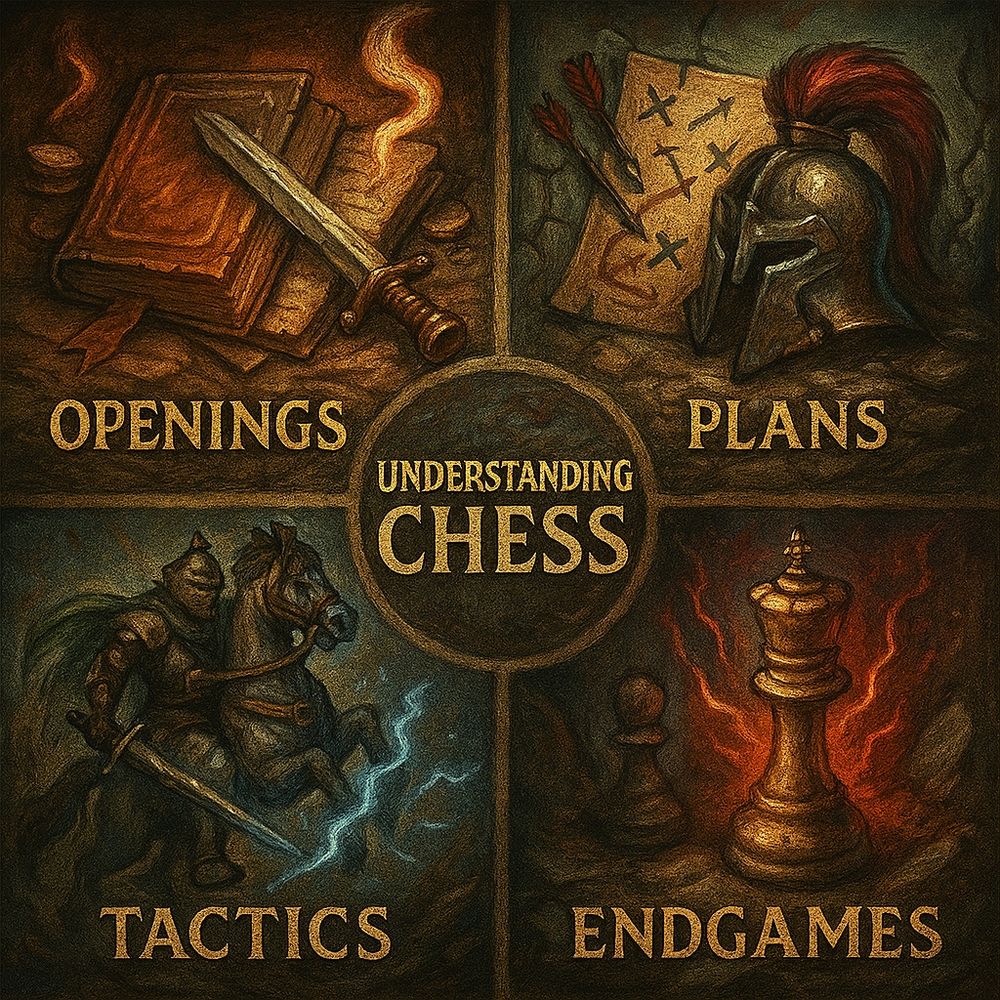 Chess in 4 parts: Openings, Plans, Tactics, Endgames