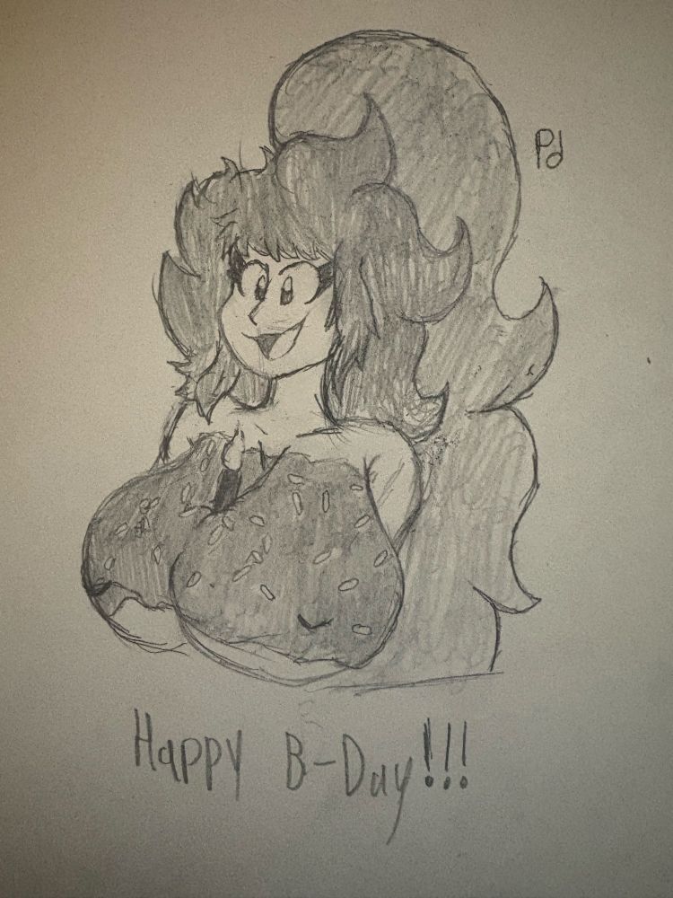 Lucy’s Boobs are covered in frosting and sprinkles, with a candle between each boob