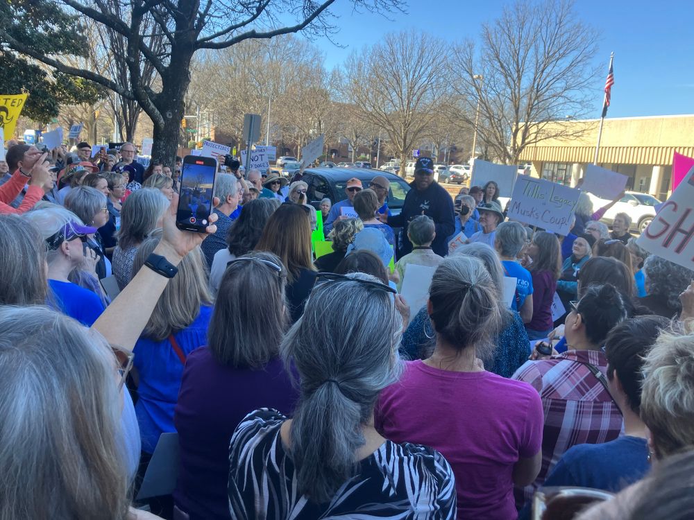 Protesters outside Senator Tillis’ office in Raleigh