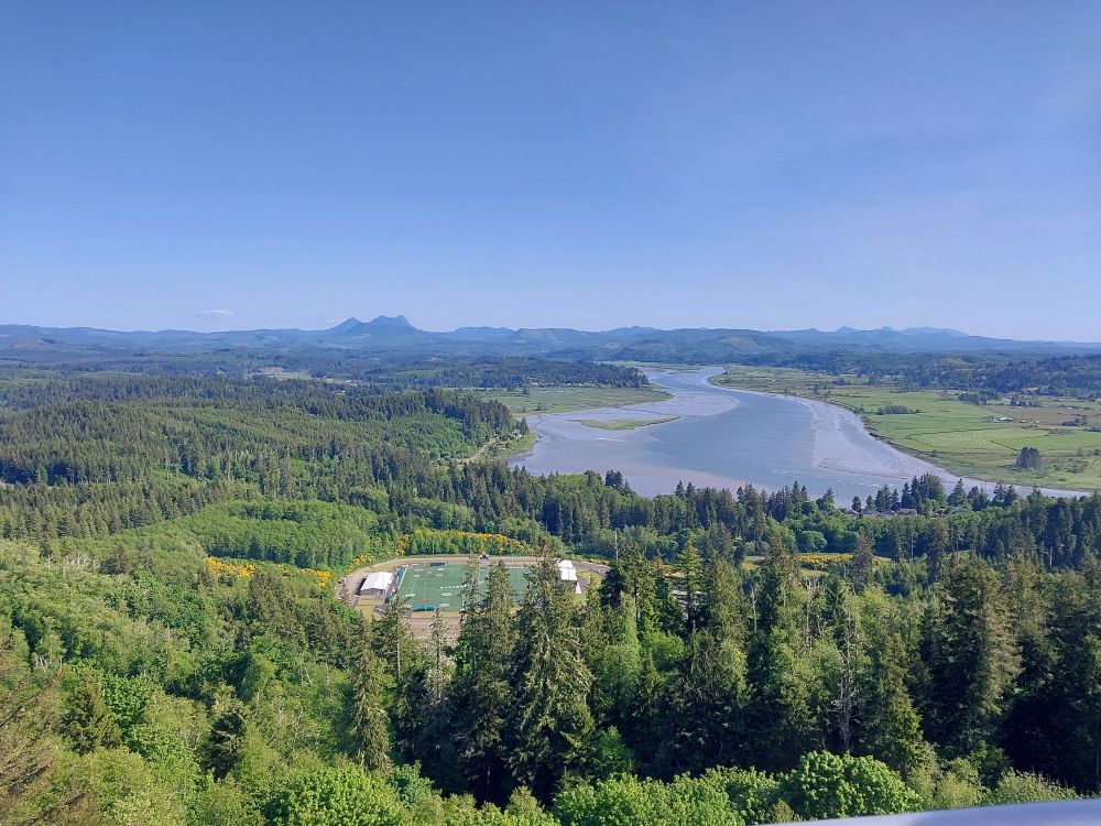 View of Oregon facing south from atop Astoria column at Astor park, 725 ft above sea level