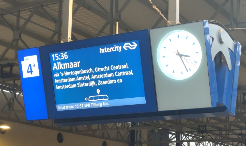 Informatiebord van de trein naar Alkmaar (maar zo ver reis ik niet mee)