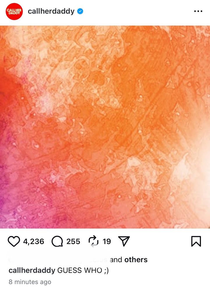 call her daddy instagram post of abstract pink orange 