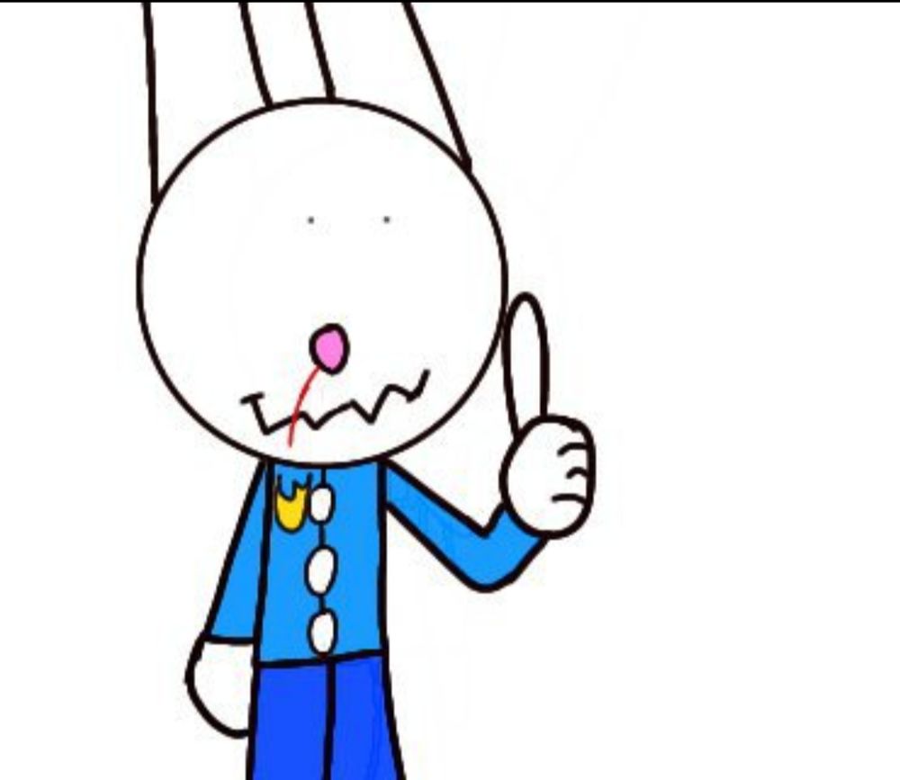 Old Pepper (Peppy) with a nose bleed and giving a thumbs up (presumably at something he finds hot since I found that cute ngl)