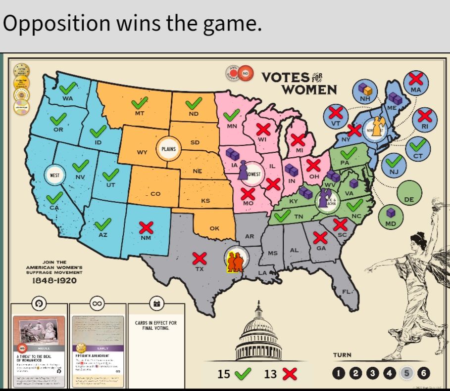 Votes for Women on Rally the Troops. Unfortunately the forces of backwards patriarchies have carried the day 👺