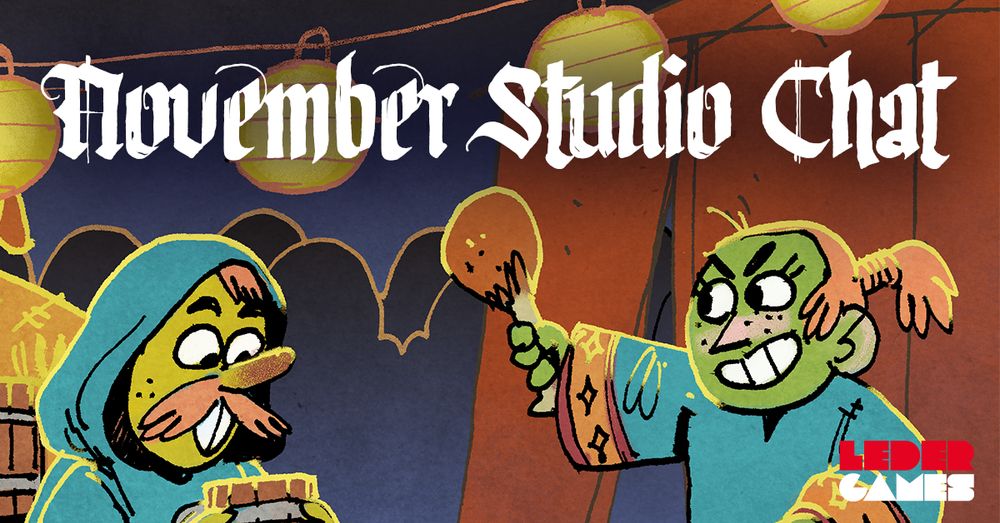 A festival goer brandishes a turkey leg under the text: November Studio Chat