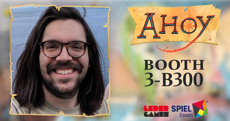 Nick's photo next to the Ahoy logo and Booth 3-B300