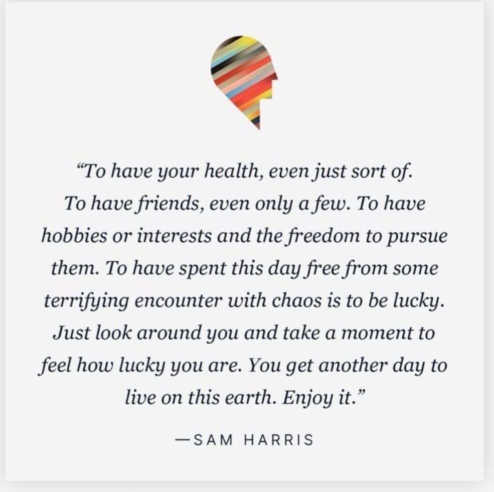 Quote by Sam Harris to appreciate being alive even in the midst of difficulty