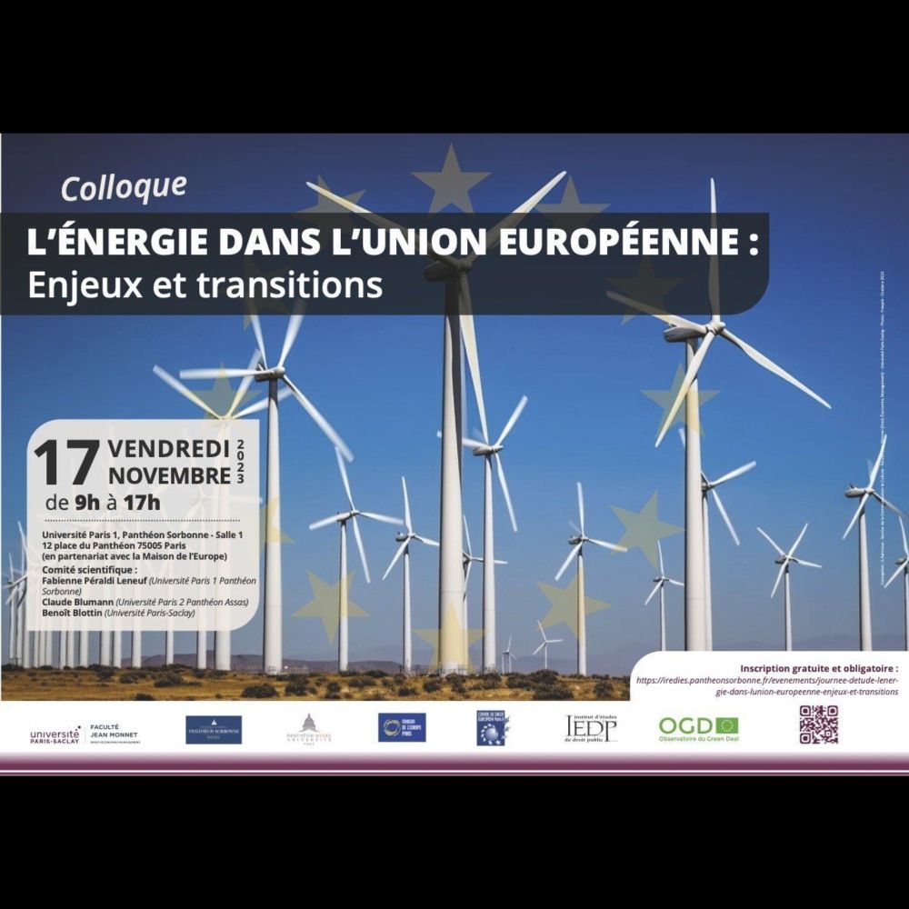 [colloque] 17 novembre 2023 : &quot;L&#039;énergie dans l&#039;Union européenne : enjeux et transi...