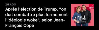 Podcast headline: Après l’élection de Trump « on doit combattre plus fermement l’idéologie woke », selon Jean-François Copé