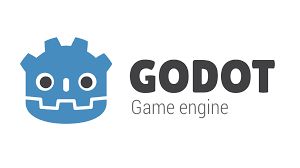 Imagen con fondo blanco, el logotipo de Godot y el texto "Godot, Game engine" a su derecha.