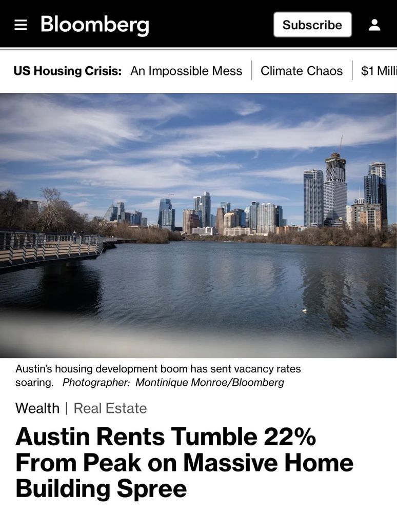 Austin Rents Tumble 22% From Peak on Massive Home
Building Spree