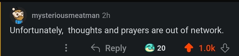 "Unfortunately, thoughts and prayers are out of network"
