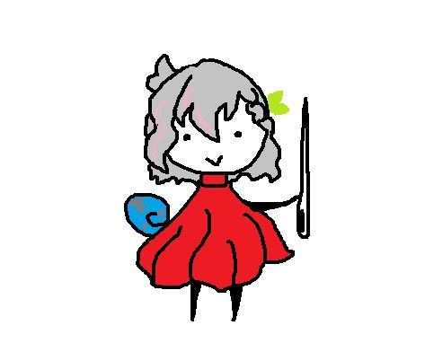 simple ms paint doodle of Olive as Hornet from Silksong