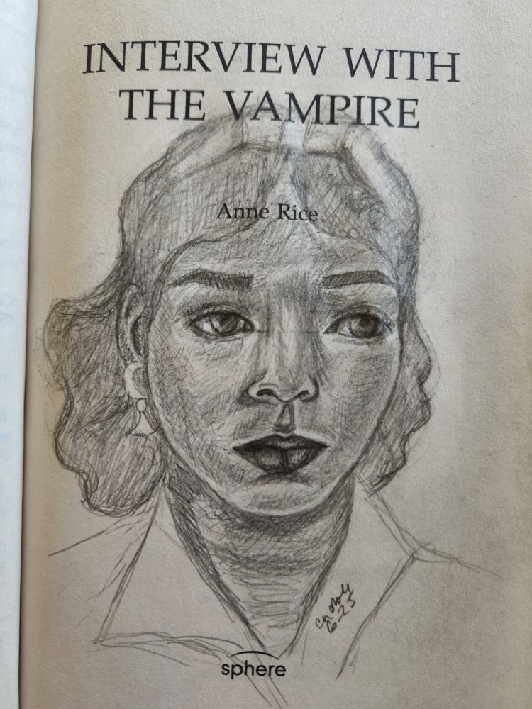 Pencil sketch of Claudia in the book interview with the vampire 
