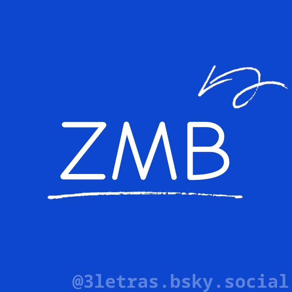 As letras ZMB escrito em uma imagem com um fundo de uma cor só.