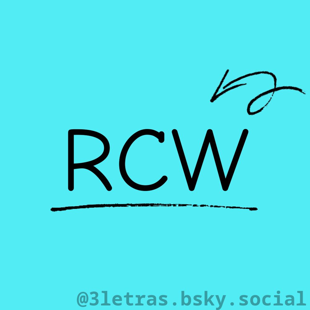 As letras RCW escrito em uma imagem com um fundo de uma cor só.
