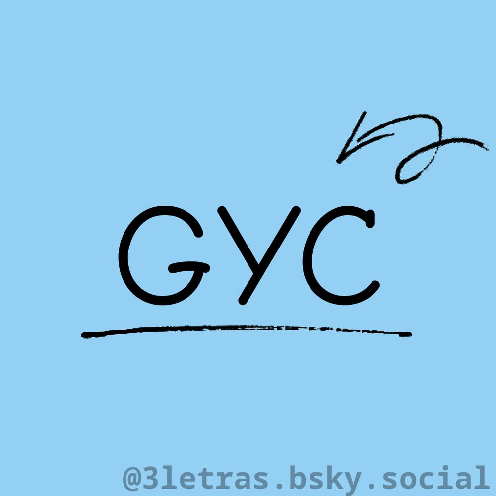 As letras GYC escrito em uma imagem com um fundo de uma cor só.