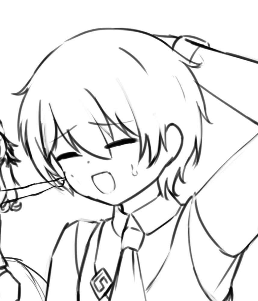 WIP illustration of an oc by Frando on twitter, and Histoire