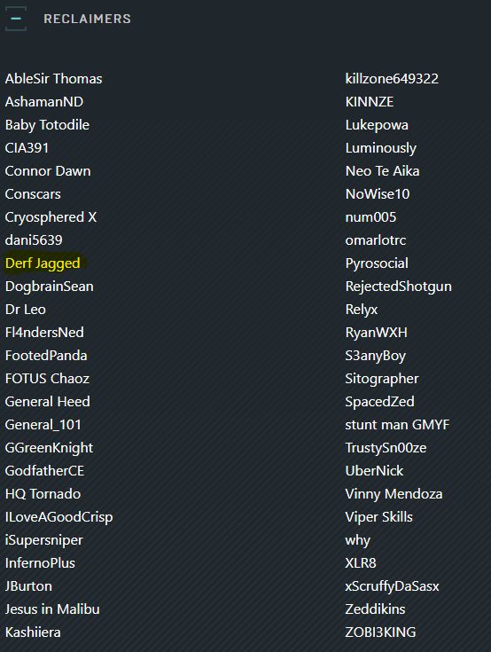 The credits list for Halo Master Chief Collection, now including Derf Jagged.