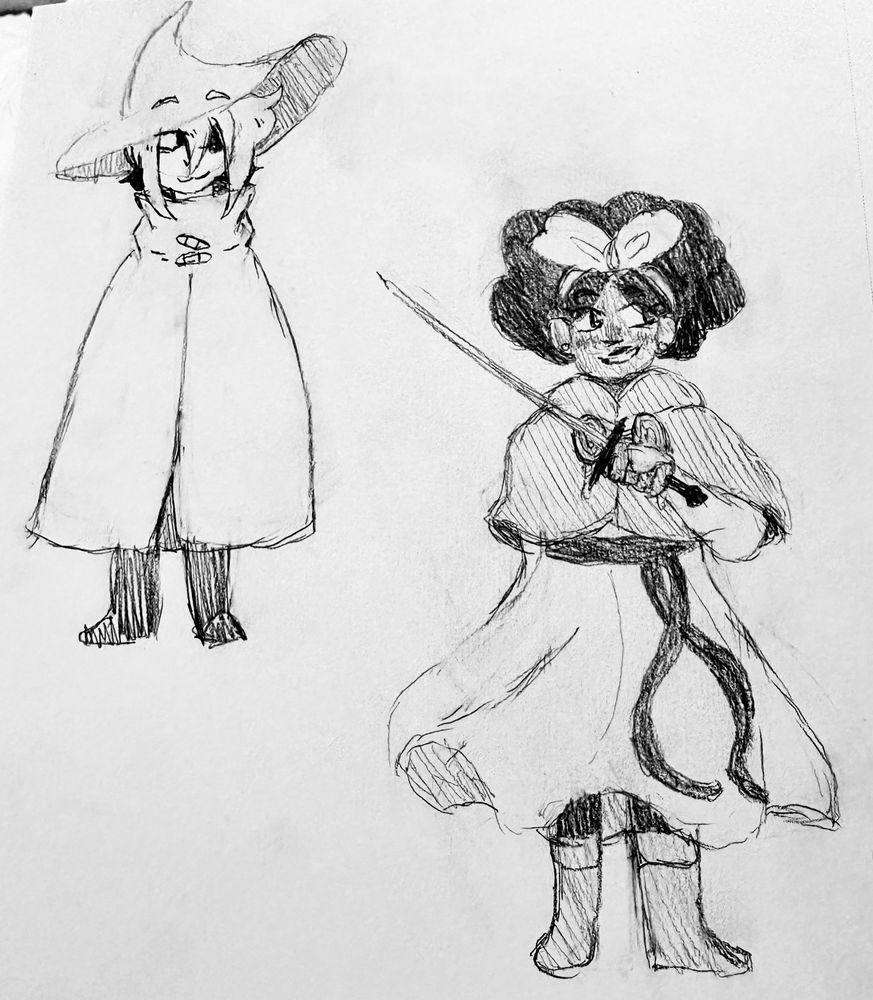 A sketch of Siffrin and Mirabelle from the game In Stars and Time