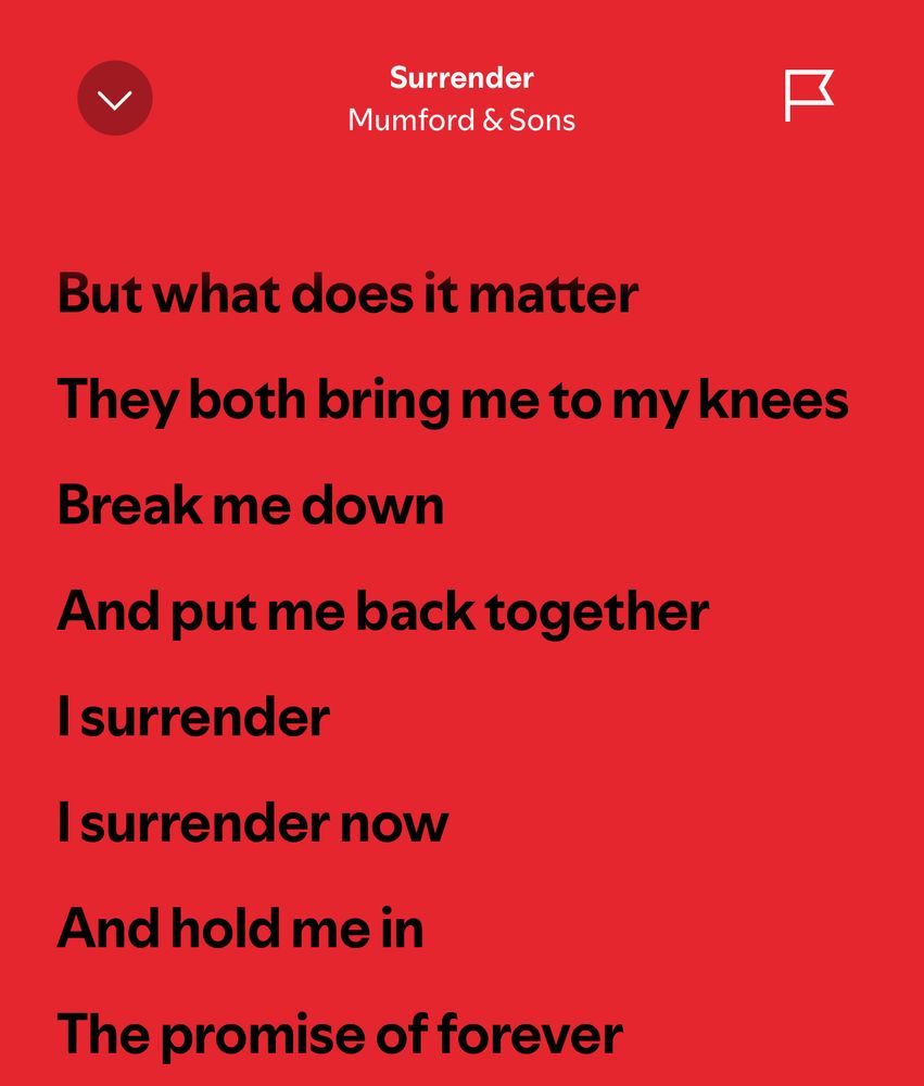 Lyrics to the song “Surrender” by Mumford and Sons