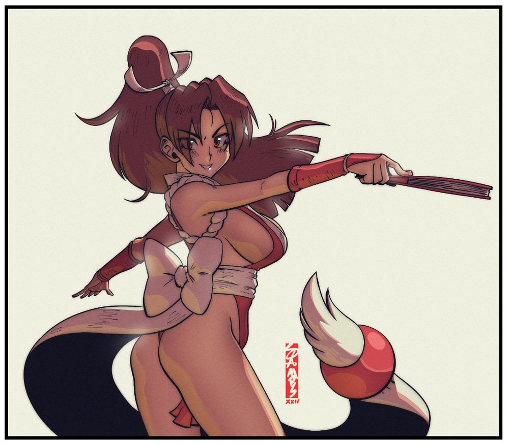 A drawing of Mai Shiranui. 