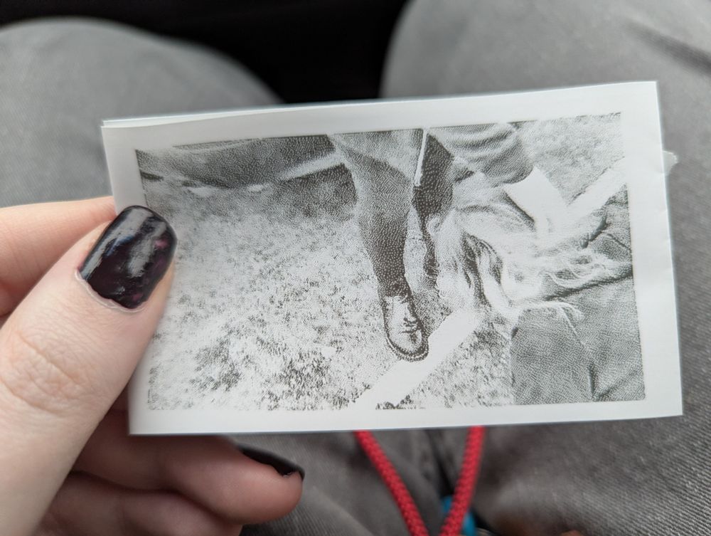 thermal paper picture of me licking a girls sandy boots clean 