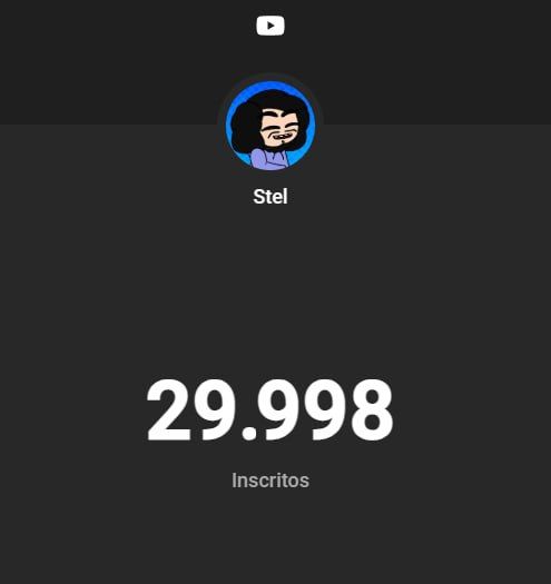 Contador de inscritos do canal de YouTube "Stel" que mostra o número 29.998, um a menos do que antes