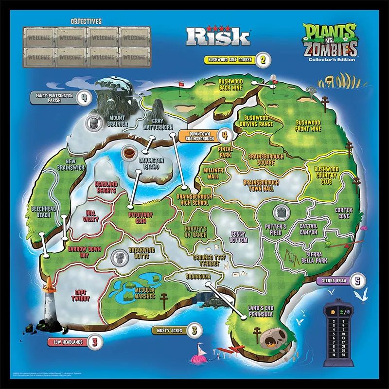 the map from Risk: Plants vs. Zombies (2013) (not the map of the world)