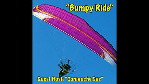 Powered paraglider in flight.