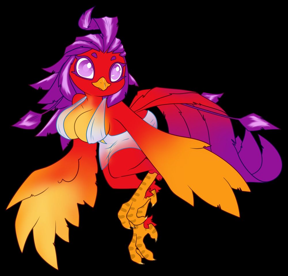 A chibi outfit example of a female anthro phoenix