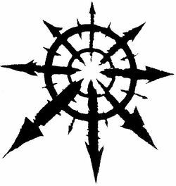 Chaos Undivided symbol - basically two nested circles with arrows at compass points