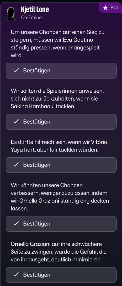 "Müssen wir Eva Gaetino ständig pressen, wenn er angespielt wird."