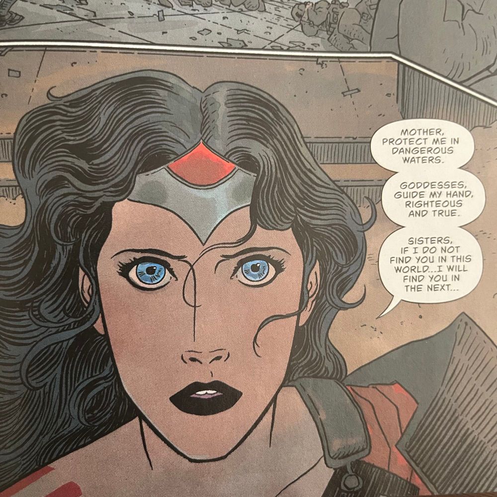 One of the panels of Absolute Wonder Woman showing the awesome work Hayden Sherman does with faces 