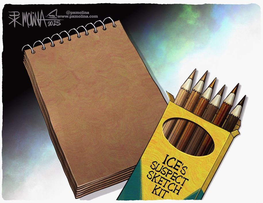 A notepad of brown tinted paper and a set of pencils labeled, 