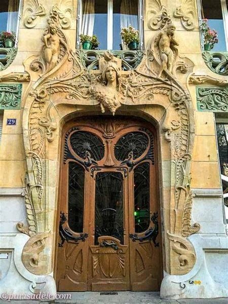 The best door in Paris, France 
At 29 Avenue Rapp in the 7th arrondissement, very close to the Eiffel Tower. Built between 1899 and 1901, this Art Nouveau masterpiece by Jules Lavirotte is quite striking. The detailed door was designed by sculptor Jean-Baptiste Larrive and sculpted by a variety of others.
.