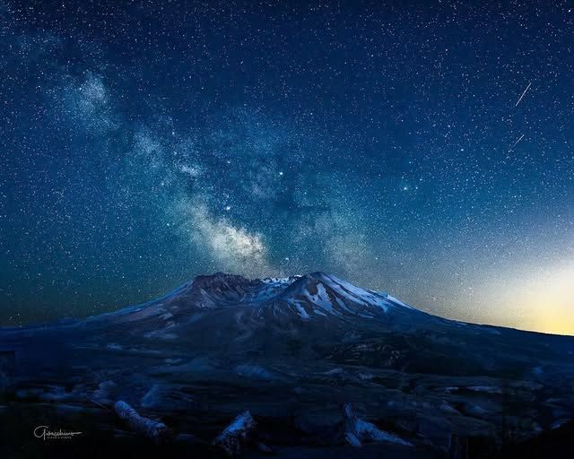 Mt Saint Helens at night
