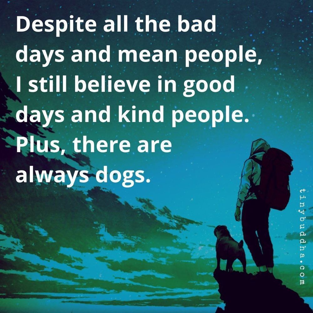 Despite all the bad days and mean people, I still believe in good days and kind people.  Plus, there are always dogs.