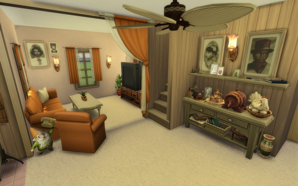 View of the living room from the dining room. 