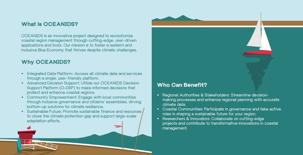 🌊 Welcome to the official OCEANIDS account!

We’re a Horizon Europe project working to build resilient and inclusive pathways to a Blue Economy in coastal regions across Europe.

Why OCEANIDS? Coastal communities are on the frontlines of climate change. Rising sea levels, extreme weather, and shifting marine ecosystems call for smarter, more adaptive ways to manage our shores.

That’s where we come in.

OCEANIDS brings together partners from science, policy, and industry to co-create tools that support: 🔹 Climate-informed maritime spatial planning
🔹 Sustainable port operations
🔹 Citizen engagement in coastal adaptation
🔹 Local jobs and inclusive blue growth

Our tools are built with users—local authorities, ports, and communities—to make sure they’re practical, accessible, and ready to respond to real needs on the ground.

📍 Pilot regions in Spain, Greece, and Finland
🛰️ Using Earth Observation + socio-economic insights
💬 Engaging citizens and decision-makers alike

This page will share updates, behind-the-scenes moments, and stories from the people and places at the heart of OCEANIDS. Join us as we turn science into action for coastal resilience.

Learn more: https://www.oceanids-project.eu

#OCEANIDS #BlueEconomy #CoastalResilience #ClimateAdaptation #HorizonEurope