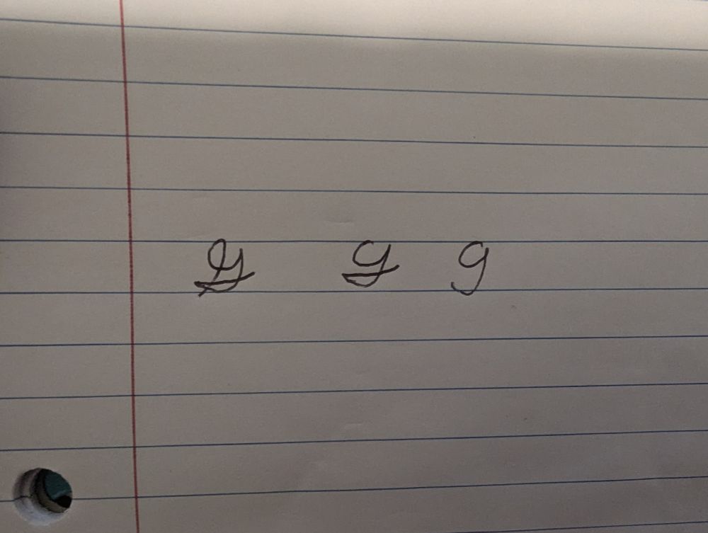 A series of drawings showing how cursive uppercase G looks like a large lowercase g
