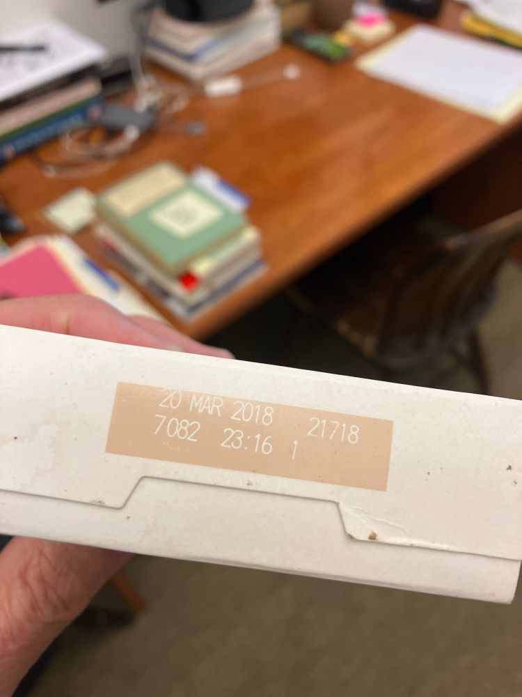 Small cardboard box displaying expiration date of 20 March 2018