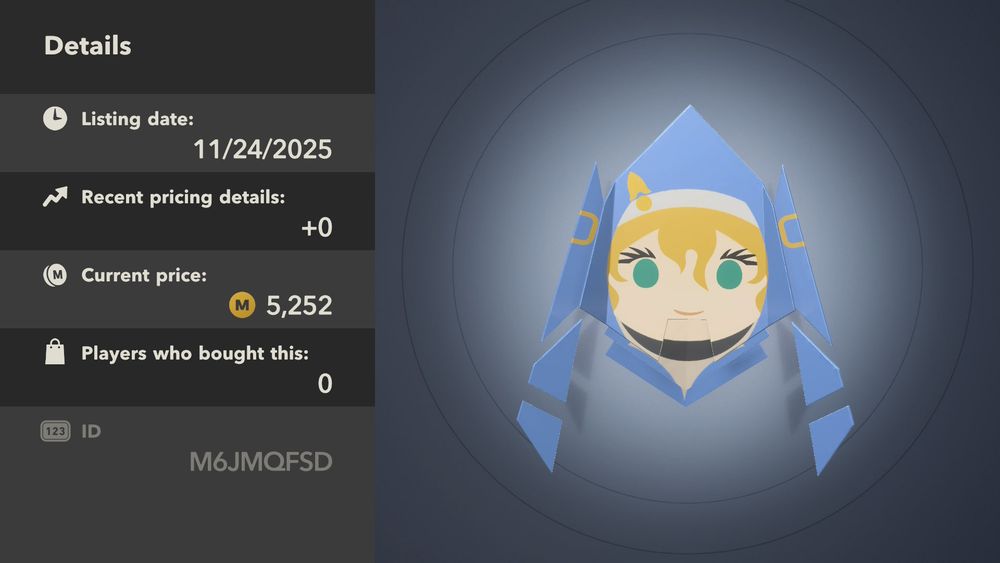 A Paper Star in Kirby Air Riders designed to look like Bridget from Guilty Gear's face and hoodie, made using the My Machine feature