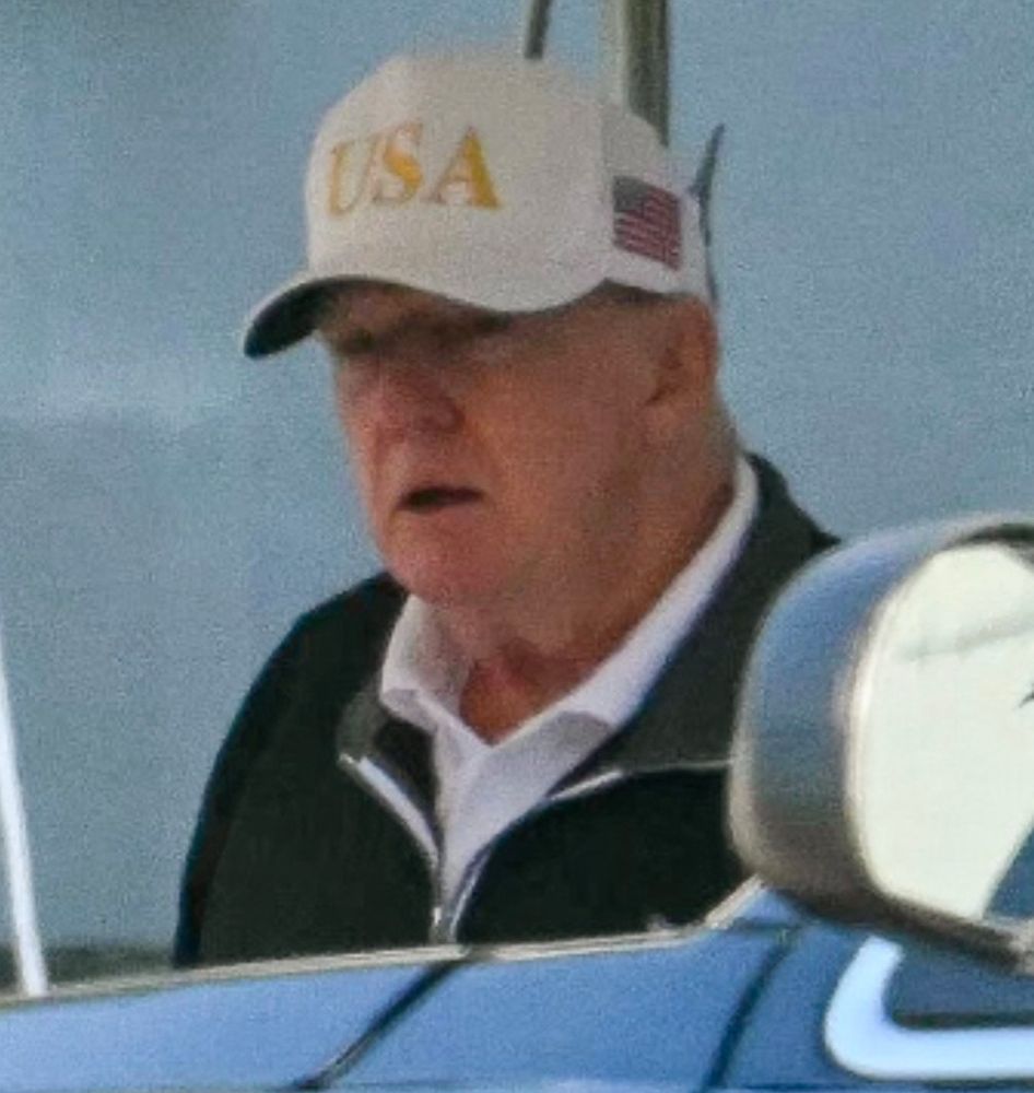 Trump this morning in a USA hat looking bloated as hell