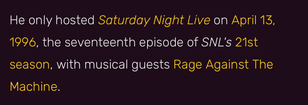 Musical guest rage against the machine brings their rap rocking style to SNL as a complimentary cherry atop a Steve Forbes Sundae 