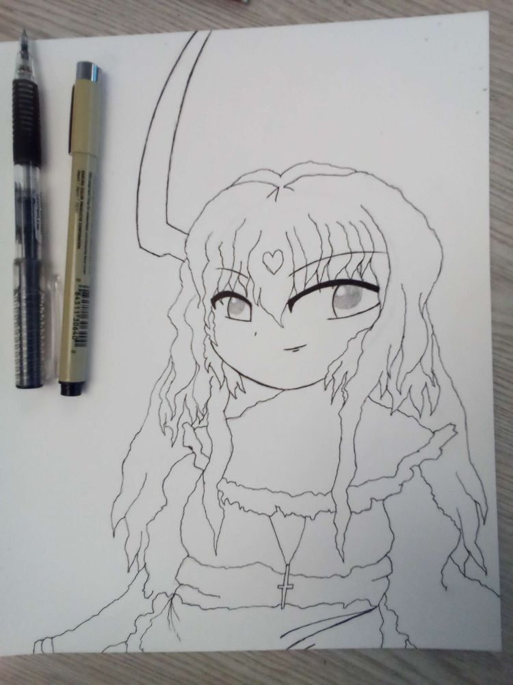 A drawing of Konn I did as practice with my micron pens.