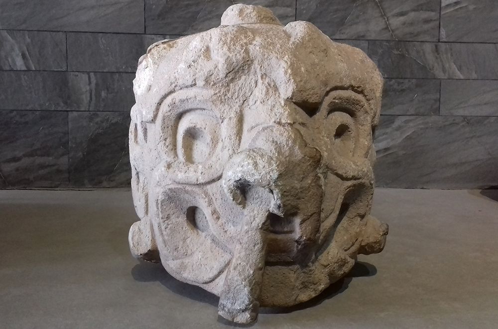 A stone sculpture at Chavín de Huántar shows the possible effects of snuffing the hallucinogenic plant vilca, including mucus pouring from the nostrils. Credit: Wikicommons
