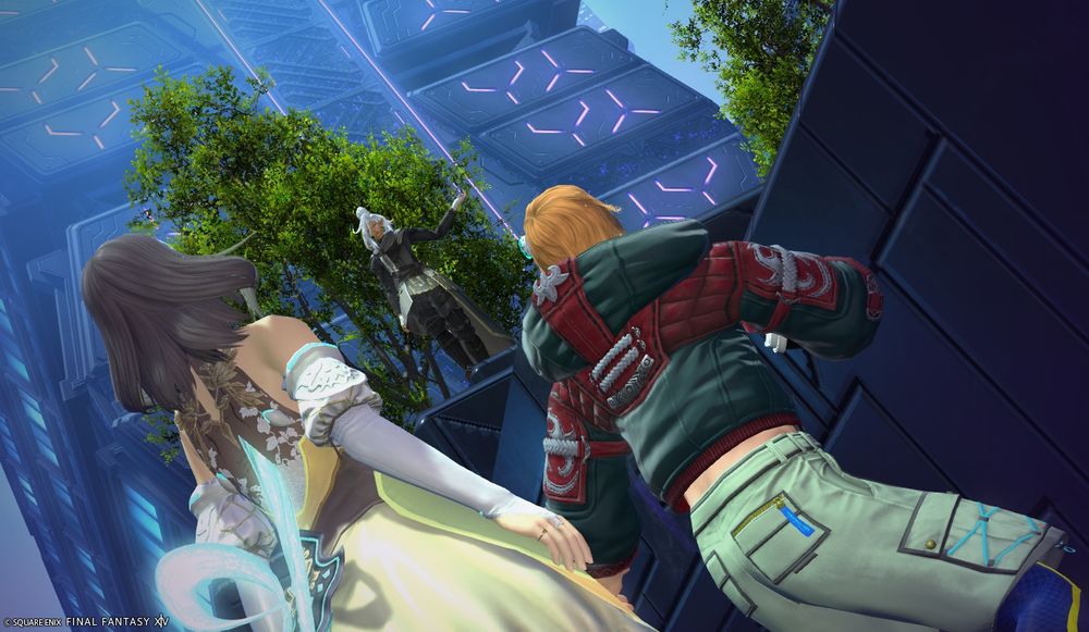 Elina standing above Sphene/Simulant and an Alexandrian citizen in Solution 9.
She's threatening them