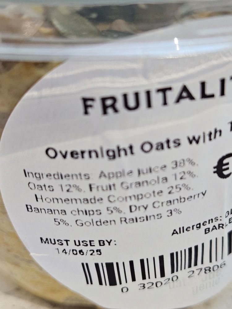 Pot of overnight oats that's must use by 14/06. Today is 17/06!